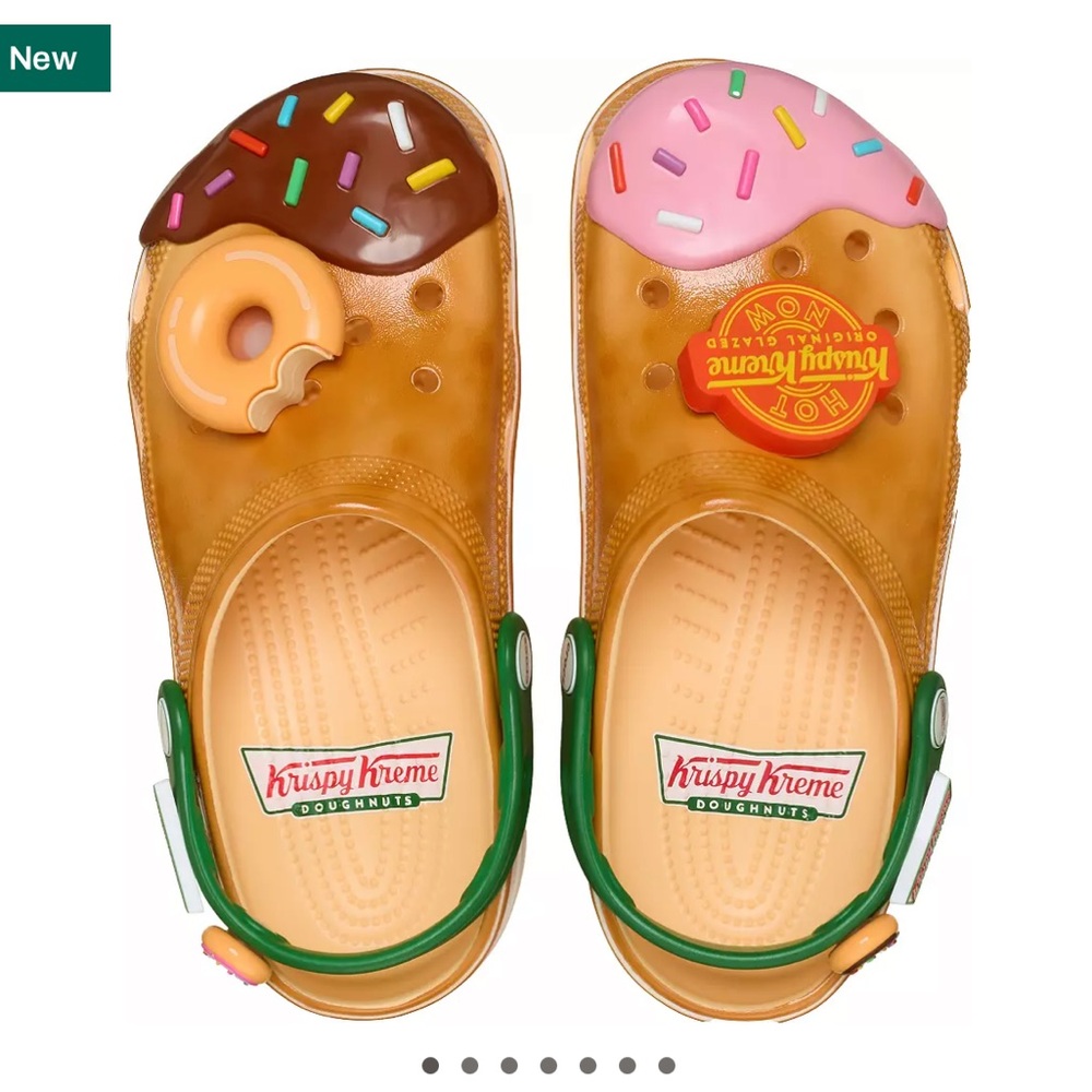 Krispy Kreme Crocs Mens 11, comes with pack of jibbitz